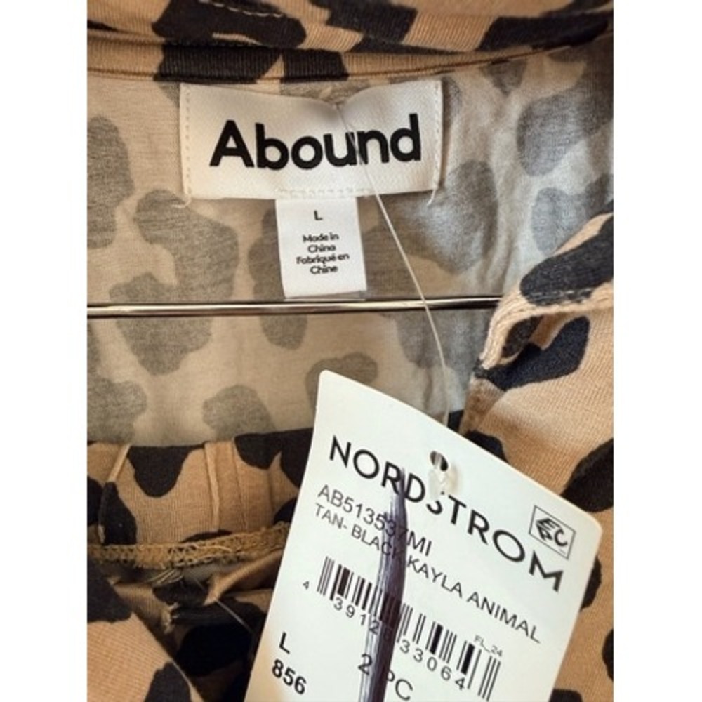 Abound Nordstrom Kayla Animal Leopard Print Lounge Pajama Set Tan Black - Picture 2 of 5